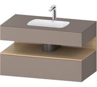 Duravit Qatego lavabo encastrado con base de lavabo consola, 1000x550x600mm, nicho roble natural, QA4786030430010, Color: Basalto Mate/con iluminación de nicho