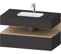 Duravit Qatego lavabo encastrado con base de lavabo consola, 1000x550x600mm, nicho roble natural, QA4786030800010, Color: Supermatt grafito/con iluminación de nicho
