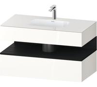Duravit Qatego lavabo encastrado con base de lavabo consola, 1000x550x600mm, nicho roble negro, QA4786016220010, Color: Blanco brillo intenso/con iluminación de nicho
