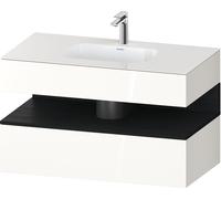 Duravit Qatego lavabo encastrado con base de lavabo consola, 1000x550x600mm, nicho roble negro, QA4786016220000, Color: Blanco brillo intenso