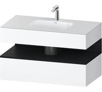 Duravit Qatego lavabo encastrado con base de lavabo consola, 1000x550x600mm, nicho roble negro, QA4786016180010, Color: Blanco mate/con iluminación de nicho