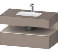 Duravit Qatego lavabo encastrado con base de lavabo consola, 1000x550x600mm, nicho Taupe mate, QA4786091430010, Color: Basalto Mate/con iluminación de nicho