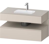 Duravit Qatego lavabo encastrado con base de lavabo consola, 1000x550x600mm, nicho Taupe Supermatt, QA4786083910010, Color: Gris topo mate/con iluminación de nicho