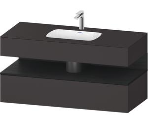 Duravit Qatego lavabo encastrado con base de lavabo consola, 1200x550x600mm, nicho roble negro, QA4787016800000, Color: supermercado de grafito