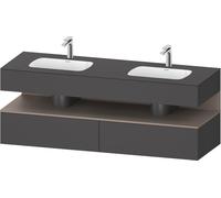 Duravit Qatego lavabo encastrado con base de lavabo consola, 1600x550x600mm, nicho basalto mate, lavabo doble, QA4797043490010, Color: Grafito mate/con iluminaciÃ³n de nicho