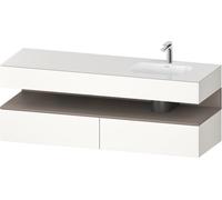 Duravit Qatego lavabo encastrado con base de lavabo consola, 1600x550x600mm, nicho basalto mate, lavabo a la derecha, QA4796043220000, Color: Blanco brillo intenso