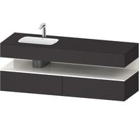 Duravit Qatego lavabo encastrado con base de lavabo consola, 1600x550x600mm, nicho blanco alto brillo, lavabo a la izquierda, QA4795022800000, Color: supermercado de grafito