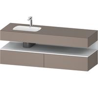 Duravit Qatego lavabo encastrado con base de lavabo consola, 1600x550x600mm, nicho blanco mate, lavabo a la izquierda, QA4795018430000, Color: Basalto mate