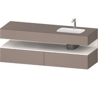 Duravit Qatego lavabo encastrado con base de lavabo consola, 1600x550x600mm, nicho blanco supermatt, lavabo a la derecha, QA4796084430010, Color: Basalto Mate/con iluminaciÃ³n de nicho