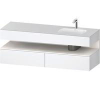 Duravit Qatego lavabo encastrado con base de lavabo consola, 1600x550x600mm, nicho blanco supermatt, lavabo a la derecha, QA4796084180000, Color: Blanco Mate