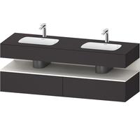 Duravit Qatego lavabo encastrado con base de lavabo consola, 1600x550x600mm, nicho blanco supermatt, lavabo doble, QA4797084800000, Color: supermercado de grafito