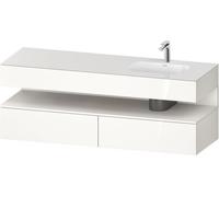 Duravit Qatego lavabo encastrado con base de lavabo consola, 1600x550x600mm, nicho blanco supermatt, lavabo a la derecha, QA4796084220000, Color: Blanco brillo intenso