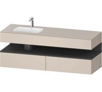 Duravit Qatego lavabo encastrado con base de lavabo consola, 1600x550x600mm, nicho grafito mate, lavabo a la izquierda, QA4795049830010, Color: Taupe supermatt/con iluminaciÃ³n de nicho