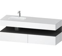 Duravit Qatego lavabo encastrado con base de lavabo consola, 1600x550x600mm, nicho grafito mate, lavabo a la izquierda, QA4795049180010, Color: Blanco mate/con iluminación de nicho
