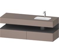 Duravit Qatego lavabo encastrado con base de lavabo consola, 1600x550x600mm, nicho grafito mate, lavabo a la derecha, QA4796049430010, Color: Basalto Mate/con iluminaciÃ³n de nicho