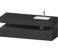 Duravit Qatego lavabo encastrado con base de lavabo consola, 1600x550x600mm, nicho grafito mate, lavabo a la derecha, QA4796049800000, Color: supermercado de grafito