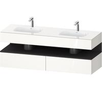 Duravit Qatego lavabo encastrado con base de lavabo consola, 1600x550x600mm, nicho grafito supermatt, lavabo doble, QA4797080220010, Color: Blanco brillo intenso/con iluminaciÃ³n de nicho