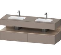 Duravit Qatego lavabo encastrado con base de lavabo consola, 1600x550x600mm, nicho roble jaspeado, lavabo doble, QA4797055430000, Color: Basalto mate