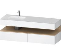 Duravit Qatego lavabo encastrado con base de lavabo consola, 1600x550x600mm, nicho roble natural, lavabo a la izquierda, QA4795030180000, Color: Blanco Mate