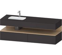 Duravit Qatego lavabo encastrado con base de lavabo consola, 1600x550x600mm, nicho roble natural, lavabo a la izquierda, QA4795030800000, Color: supermercado de grafito