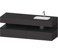 Duravit Qatego lavabo encastrado con base de lavabo consola, 1600x550x600mm, nicho roble negro, lavabo a la derecha, QA4796016800000, Color: supermercado de grafito