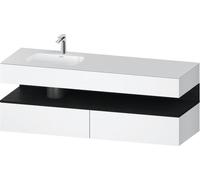 Duravit Qatego lavabo encastrado con base de lavabo consola, 1600x550x600mm, nicho roble negro, lavabo a la izquierda, QA4795016180010, Color: Blanco mate/con iluminación de nicho