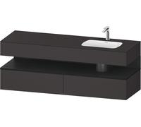Duravit Qatego lavabo encastrado con base de lavabo consola, 1600x550x600mm, nicho roble negro, lavabo a la derecha, QA4796016800010, Color: Supermatt grafito/con iluminaciÃ³n de nicho