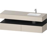 Duravit Qatego lavabo encastrado con base de lavabo consola, 1600x550x600mm, nicho roble negro, lavabo a la derecha, QA4796016830000, Color: supermatt taupe