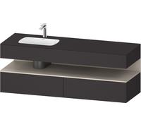 Duravit Qatego lavabo encastrado con base de lavabo consola, 1600x550x600mm, nicho taupe mate, lavabo a la izquierda, QA4795091800000, Color: supermercado de grafito