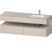Duravit Qatego lavabo encastrado con base de lavabo consola, 1600x550x600mm, nicho taupe supermatt, lavabo a la derecha, QA4796083910000, Color: Topo mate