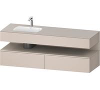 Duravit Qatego lavabo encastrado con base de lavabo consola, 1600x550x600mm, nicho taupe supermatt, lavabo izquierda, QA4795083910000, Color: Topo mate