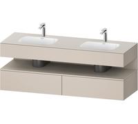 Duravit Qatego lavabo encastrado con base de lavabo consola, 1600x550x600mm, nicho taupe supermatt, lavabo doble, QA4797083910010, Color: Gris topo mate/con iluminaciÃ³n de nicho
