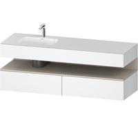 Duravit Qatego lavabo encastrado con base de lavabo consola, 1600x550x600mm, nicho taupe supermatt, lavabo izquierda, QA4795083180010, Color: Blanco mate/con iluminación de nicho
