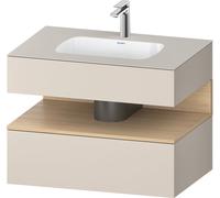 Duravit Qatego lavabo encastrado con base de lavabo consola, 800x550x600mm, nicho roble natural, QA4785030910010, Color: Gris topo mate/con iluminación de nicho