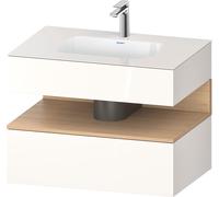 Duravit Qatego lavabo encastrado con base de lavabo consola, 800x550x600mm, nicho roble natural, QA4785030220010, Color: Blanco brillo intenso/con iluminaciÃ³n de nicho