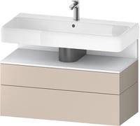 Duravit Qatego mueble bajo lavabo, 1 extraíble y 1 cajón, 990x470x590mm, nicho Blanco mate, QA4395018910010, Color: Gris topo mate/con iluminaciÃ³n de nicho