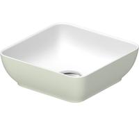 Duravit Sivida lavabos sobre encimera cuadrado, 300x300mm, sin agujero para grifo, sin rebosadero, 266003FH00, Color: Color interior blanco seda mate, color exterior verde pálido mate