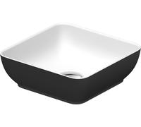 Duravit Sivida lavabos sobre encimera cuadrado, 300x300mm, sin agujero para grifo, sin rebosadero, 266003FI00, Color: Color interior blanco seda mate, color exterior gris oscuro mate