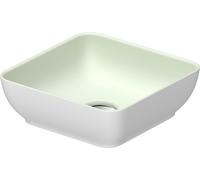 Duravit Sivida lavabos sobre encimera cuadrado, 300x300mm, sin agujero para grifo, sin rebosadero, 266003FG00, Color: Color interior verde pálido mate, color exterior blanco seda mate