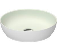 Duravit Sivida lavabos sobre encimera redondo, 400x400mm, sin agujero para grifo, sin rebosadero, 266000FG00, Color: Color interior verde pálido mate, color exterior blanco seda mate