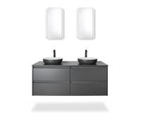 Duravit Sivida lavabo 40x40 cm circular sobre encimera blanco-gris/piedra 266000FI00