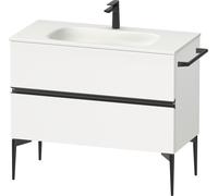Duravit Sivida mueble bajo lavabo, 2 cajones, tirador diamante negro mate, 1010x477x592mm, para Sivida, SV46520BD180000, Color: Blanco Mate
