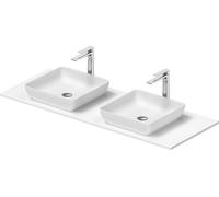 Duravit Sivida Set de lavabo doble angular incl. consola 1350x500x123mm, 2680213200, Color: Lavabo Interior: Blanco seda mate, exterior: Blanco seda mate; Consola: Blanco