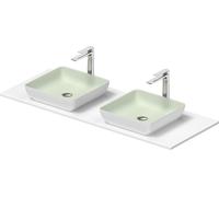 Duravit Sivida Set de lavabo doble angular incl. consola 1350x500x123mm, 268021FG00, Color: Lavabo Interior: Verde pálido mate, exterior: Blanco seda mate; Consola: Blanco
