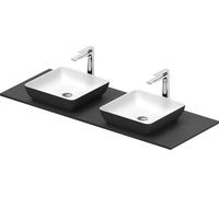 Duravit Sivida Set de lavabo doble angular incl. consola 1350x500x123mm, 268021FI00, Color: Lavabo Interior: Blanco seda mate, exterior: Gris oscuro mate; Consola: Gris oscuro