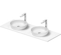 Duravit Sivida Set de lavabo doble redondo incl. consola 1350x500x123mm, 2680163200, Color: Lavabo Interior: Blanco seda mate, exterior: Blanco seda mate; Consola: Blanco