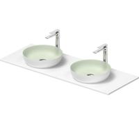 Duravit Sivida Set de lavabo doble redondo incl. consola 1350x500x123mm, 268016FG00, Color: Lavabo Interior: Verde pálido mate, exterior: Blanco seda mate; Consola: Blanco