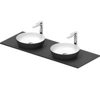 Duravit Sivida Set de lavabo doble redondo incl. consola 1350x500x123mm, 268016FI00, Color: Lavabo Interior: Blanco seda mate, exterior: Gris oscuro mate; Consola: Gris oscuro