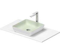 Duravit Sivida juego de lavabo, angular, 400x400mm, incl. consola 880x500mm, 268018FG00, Color: Lavabo Interior: Verde pálido mate, exterior: Blanco seda mate; Consola: Blanco