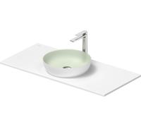 Duravit Sivida juego de lavabo, redondo, 400x400mm, incl. consola 1080x500mm, 268014FG00, Color: Lavabo Interior: Verde pálido mate, exterior: Blanco seda mate; Consola: Blanco